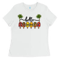 White 1hello summer Ladies Tee - CowhideDigitalArt