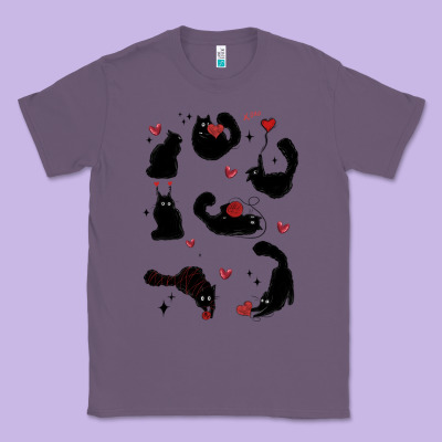 Valentine Cat Classic Tee Designed By Maliassmallbusiness