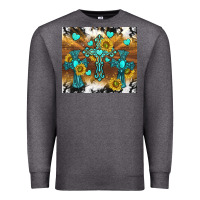 Charcoal Heather western crosses and sunflowers Premium Sweatshirt - TumblerDesignByShophia