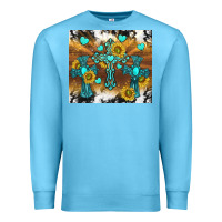 Ocean Blue western crosses and sunflowers Premium Sweatshirt - TumblerDesignByShophia