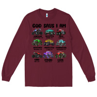 Burgundy god says i am Long Sleeve Tee - MaliasSmallBusiness