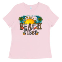 Bubblegum Pink beach vibes Ladies Tee - CowhideDigitalArt