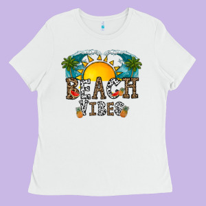 Beach Vibes Ladies Tee Designed By Cowhidedigitalart