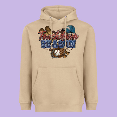 Touchdown Season Baseball Heavyweight Hoodie Designed By Howdyjamesfarm