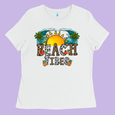 Beach Vibes Ladies Tee Designed By Cowhidedigitalart