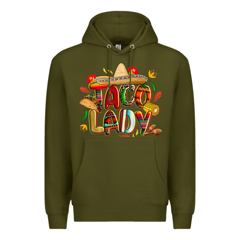 Cinco De Mayo Taco Lady Premium Hoodie by CowGirlArtShop | Teevron