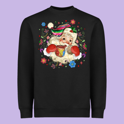 Mexican Christmas Santa Heavyweight Sweatshirt Designed By Maliassmallbusiness