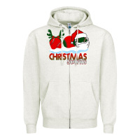 Oatmeal Heather Christmas Spirits Baseball Zipper Hoodie - Bettercallsaul