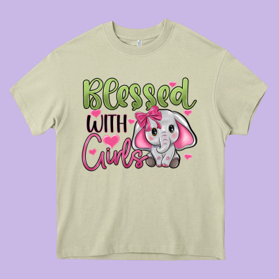 Blessed With Girls Heavy Core Tee Designed By Jahusdesignshop