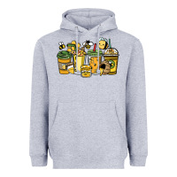Heather Grey Honey bee coffee cups Heavyweight Hoodie - HowdyJamesFarm