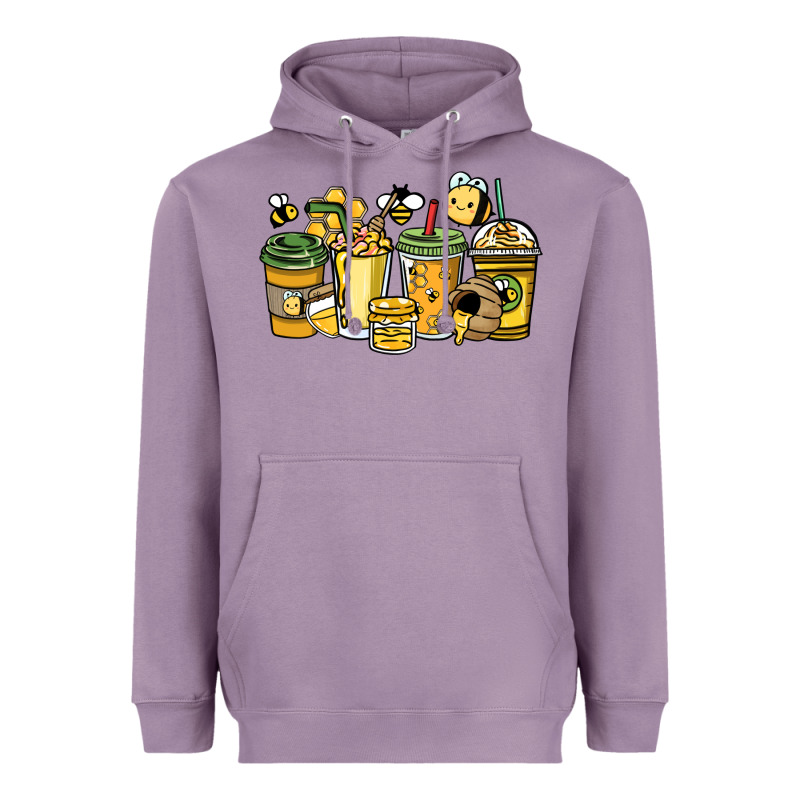 Honey Bee Coffee Cups Heavyweight Hoodie by HowdyJamesFarm | Teevron