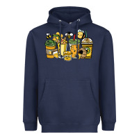Navy Honey bee coffee cups Heavyweight Hoodie - HowdyJamesFarm