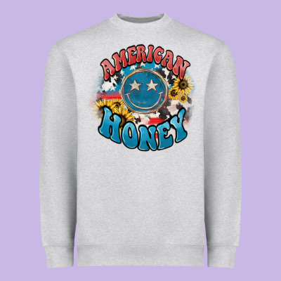 American Honey Smiley Heavyweight Sweatshirt Designed By Nancycooperartshop