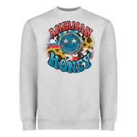 Heather Grey American honey smiley Heavyweight Sweatshirt - NancyCooperArtShop