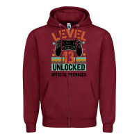 Burgundy Level 13 Unlocked Official Teenager 13th Birthday Zipper Hoodie - Bettercallsaul