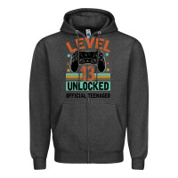 Charcoal Heather Level 13 Unlocked Official Teenager 13th Birthday Zipper Hoodie - Bettercallsaul
