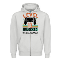 Dove Grey Level 13 Unlocked Official Teenager 13th Birthday Zipper Hoodie - Bettercallsaul