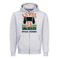 Heather Grey Level 13 Unlocked Official Teenager 13th Birthday Zipper Hoodie - Bettercallsaul