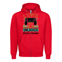 Red Level 13 Unlocked Official Teenager 13th Birthday Zipper Hoodie - Bettercallsaul