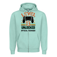 Seafoam Level 13 Unlocked Official Teenager 13th Birthday Zipper Hoodie - Bettercallsaul