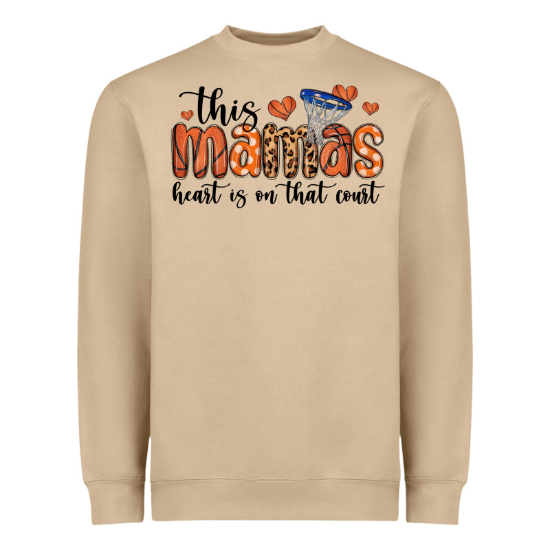 This Mamas Heart Is On That Court Heavyweight Sweatshirt by MaliasSmallBusiness | Teevron