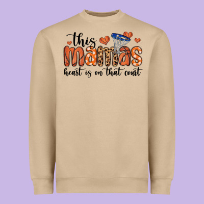 This Mamas Heart Is On That Court Heavyweight Sweatshirt Designed By Maliassmallbusiness