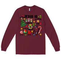 Burgundy religious christmas Long Sleeve Tee - MaliasSmallBusiness