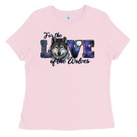 Bubblegum Pink For The Love Of The Wolves Ladies Tee - RanaPortraitStore