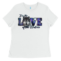 White For The Love Of The Wolves Ladies Tee - RanaPortraitStore