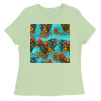 Matcha rooster and sunflowers seamless pattern Ladies Tee - HRA Design Shop