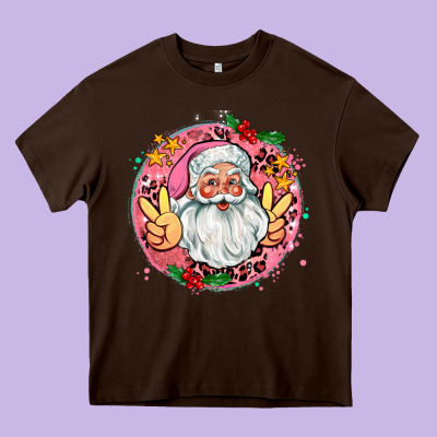 Merry Christmas Peace Santa Heavy Core Tee Designed By Adodesignshop