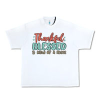 White thankful blessed and kind of a mess Urban Heavy Tee - MaliasSmallBusiness