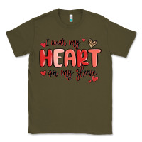 Army Green i wear my heart on my sleeve Classic Tee - MaliasSmallBusiness