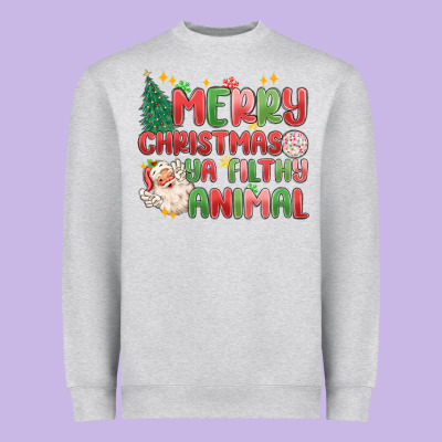 Merry Christmas Ya Filthy Animal Heavyweight Sweatshirt Designed By Maliassmallbusiness