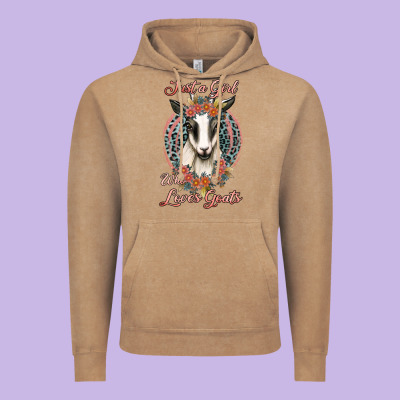 Just A Girl Who Loves Goats Vintage Hoodie Designed By Jasminsmagicworld
