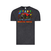 Vintage Black just a boy who loves monster trucks Vintage Tee - JahusDesignShop