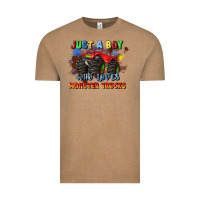 Vintage Coffee just a boy who loves monster trucks Vintage Tee - JahusDesignShop