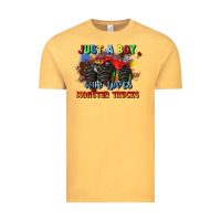 Vintage Mustard just a boy who loves monster trucks Vintage Tee - JahusDesignShop