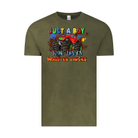 Vintage Olive just a boy who loves monster trucks Vintage Tee - JahusDesignShop
