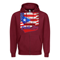 Burgundy Puerto Rico Baseball Zipper Hoodie - Bettercallsaul