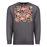 Charcoal Heather skulls and flowers Premium Sweatshirt - TumblerDesignByShophia