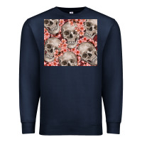 Navy skulls and flowers Premium Sweatshirt - TumblerDesignByShophia