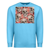 Ocean Blue skulls and flowers Premium Sweatshirt - TumblerDesignByShophia