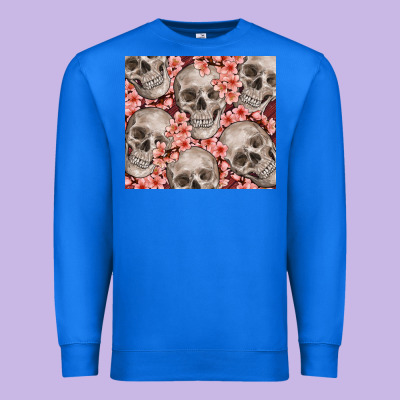 Skulls And Flowers Premium Sweatshirt Designed By Tumblerdesignbyshophia