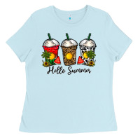 Baby Blue hello summer Ladies Tee - CowhideDigitalArt