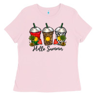 Bubblegum Pink hello summer Ladies Tee - CowhideDigitalArt
