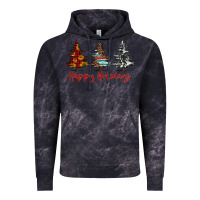 Cloud Black happy holidays christmas trees Vintage Hoodie - Jasminsmagicworld