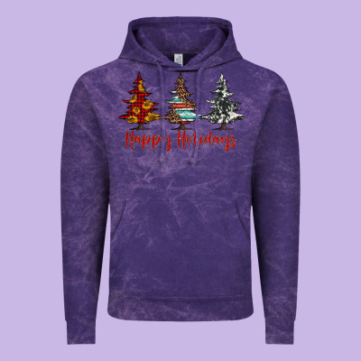 Happy Holidays Christmas Trees Vintage Hoodie Designed By Jasminsmagicworld