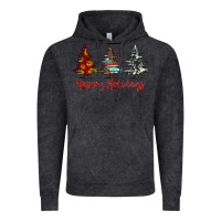 Vintage Black happy holidays christmas trees Vintage Hoodie - Jasminsmagicworld