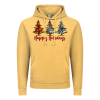 Vintage Mustard happy holidays christmas trees Vintage Hoodie - Jasminsmagicworld
